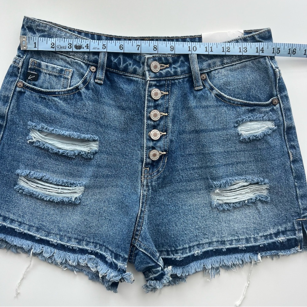 KanCan | Distressed Medium Wash High Rise Denim Shorts NWT Size M - Picture 4 of 8